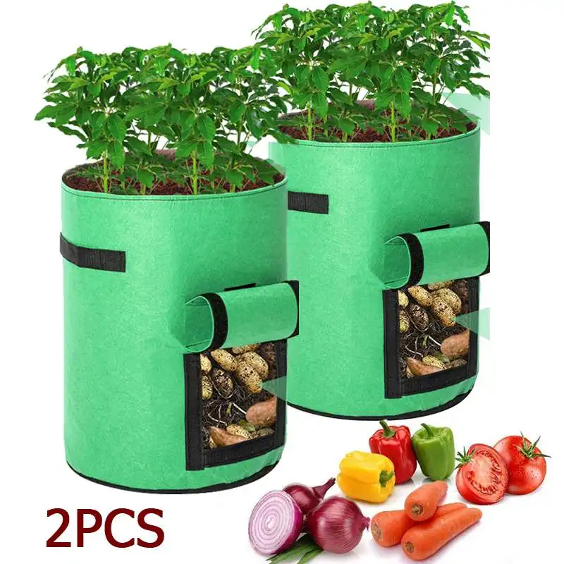 

2pcs 10 Gallon Home Garden Plants Flower pot Vegetable Potato Grow Bags Greenhouse Plants Growing Bag Garden Accessories