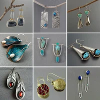 vintage indian tribal green resin dangle earrings bohemian big long hollow drop for women 2022 hippie jewelry