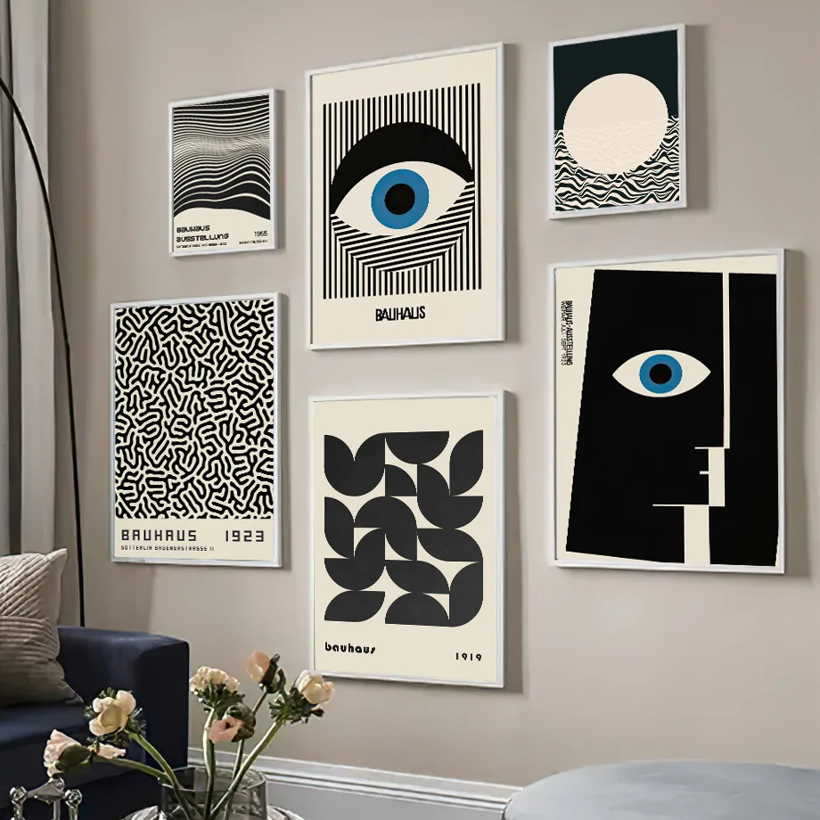 

Bauhaus Black Line Abstract Eye Leopard Modern Nordic Wall Art Canvas Painting Posters And Prints Pictures For Living Room Decor