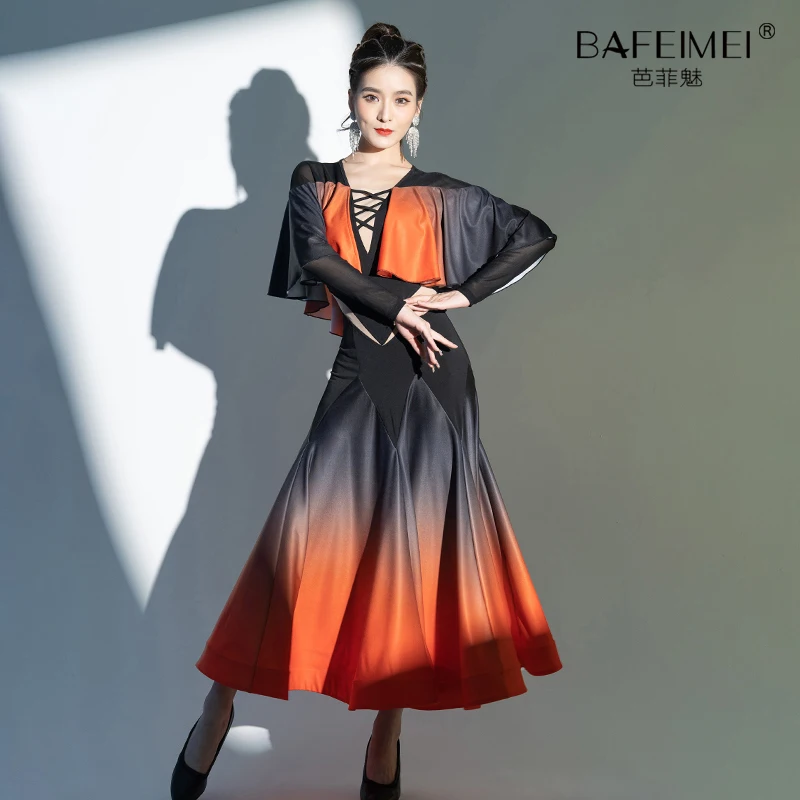 

2022 New Ballroom Dance Dress Women Stage Costume Tango Dance Clothing Adult Waltz Dresses Dance Clothes 9035