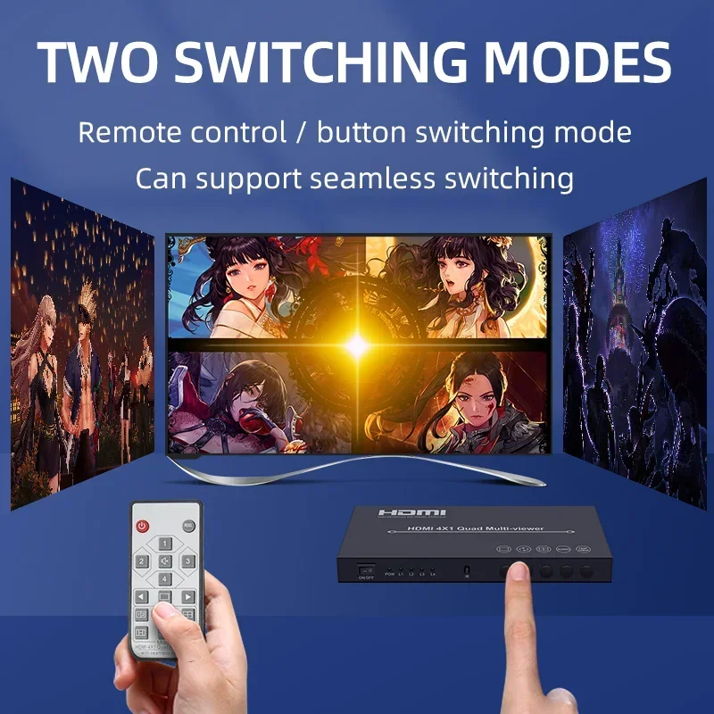 Фото Мультивьювер HDMI 4K 4x1, 4-канальный видеомультиплексор, 1080p, квадроточный мультивьювер, сплиттер экрана, бесшовное переключение, 5 режимов отображения №5