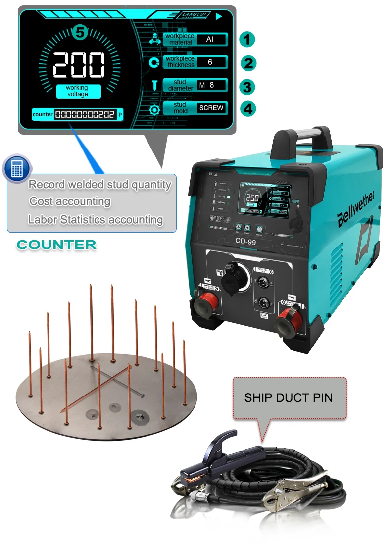 морской дизайн сварочный аппарат для изоляционных штифтов CD-99 инвертор разряда