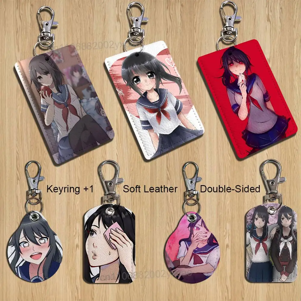Фото Брелок-держатель для карт Yandere Simulator Ayano Aishi, подходит для проездных, банковских карт, бейджей, кошельков, с текстурным узором №1