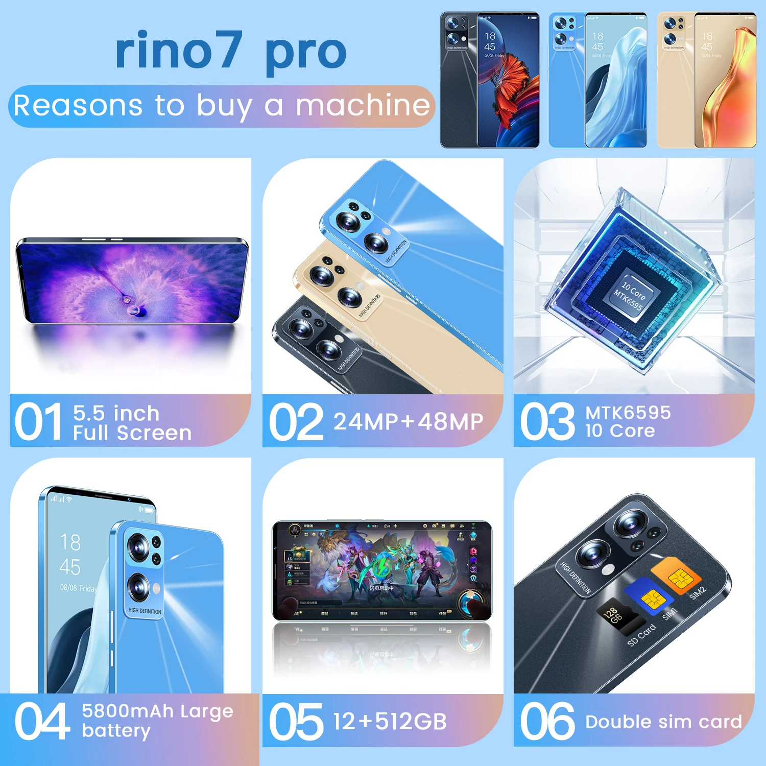 rino7 pro smartphone 2022 global version android 10 0 phone 2448mp 12gb 512gb phone 5 5 inch 4g 5g dual sim phone smartphone free global shipping