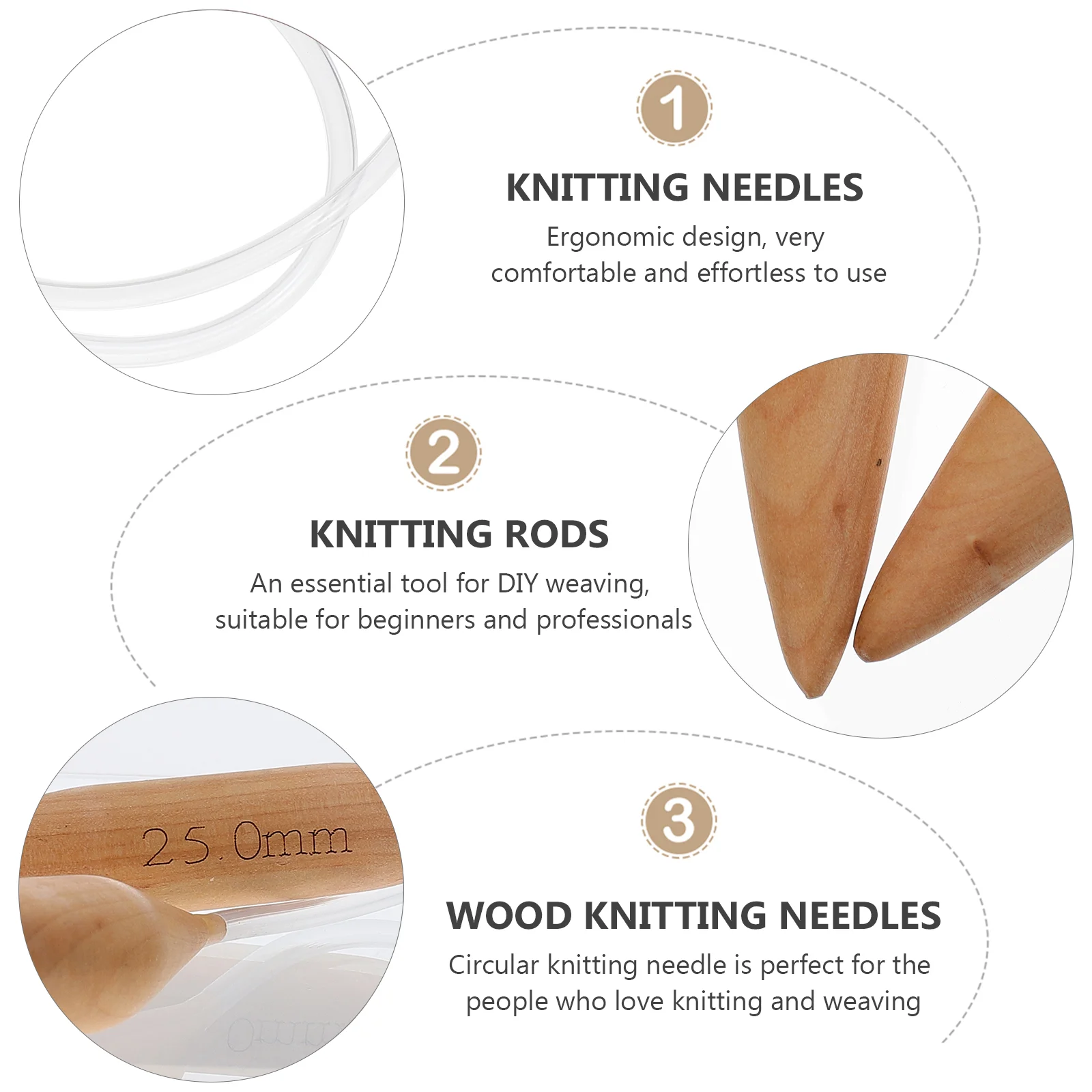 Инструменты для вязания Круглые иглы Крючок DIY Плетение свитера Деревянные