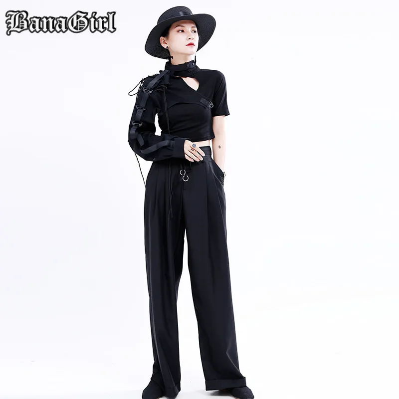 Женская толстовка с капюшоном Готическая футболка на одно плечо длинными