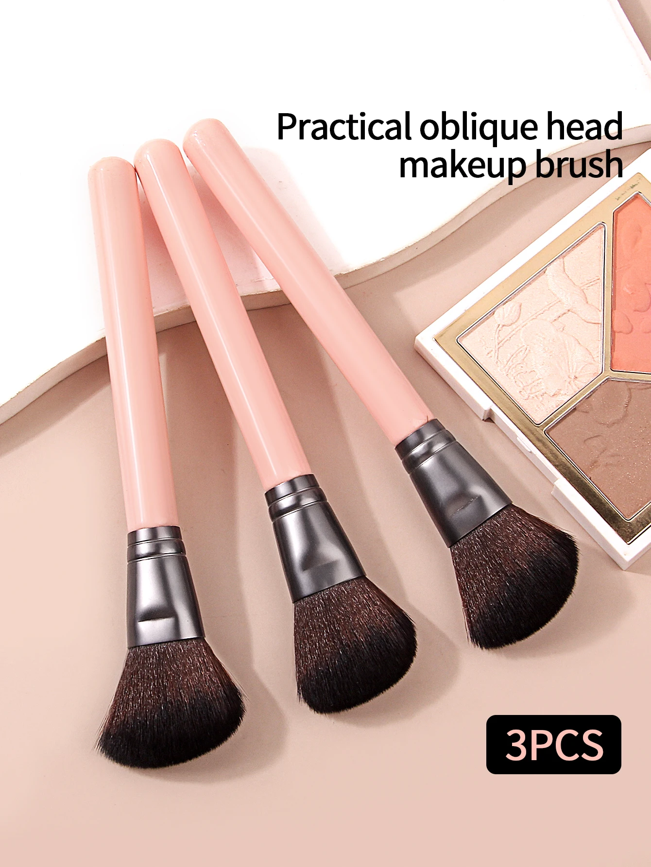 Набор Из 3 Кистей Для Контурного Макияжа С Деревянной Ручкой Нейлоновая Щетина