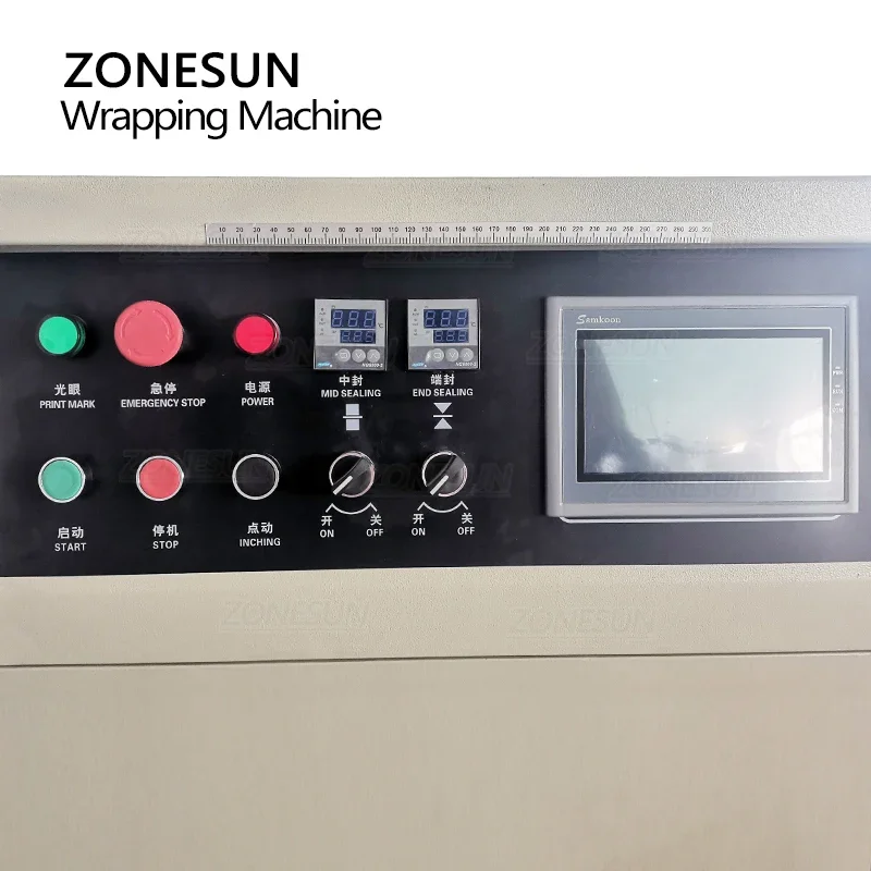 ZONESUN Horizontal Wrapping Packaging Machine Mask Biscuit Cake Candy Food Vegetable Plastic Bag Pouch Packing Production