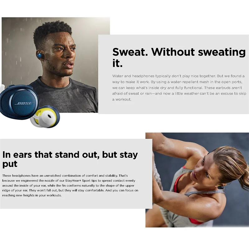 Bose – SoundSport Bluetooth Wireless Headphones Sport Earbuds Waterproof with Mic Original |