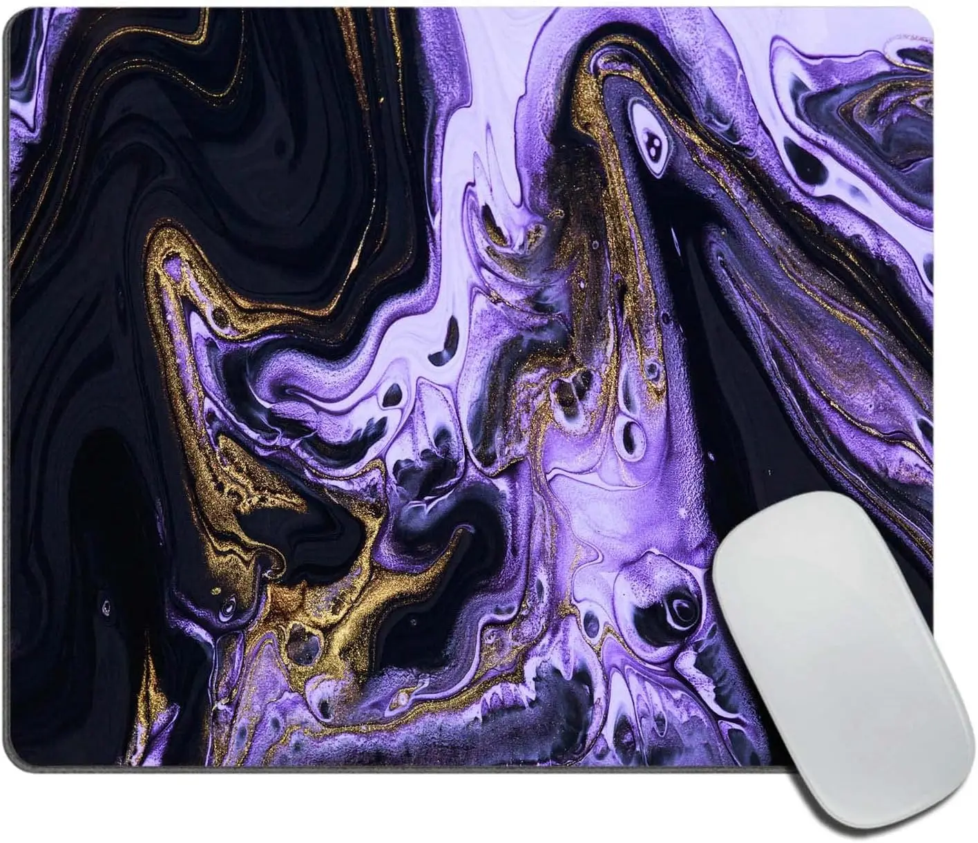 

Black Purple Gold Marble Mouse Pad Modern Marbling Mouse Pad Mouse Mat Square Mouse Pad Non-Slip Rubber Base MousePads