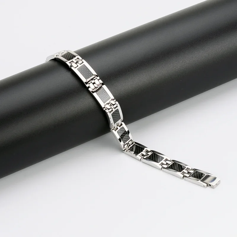 Titanium Steel Gold Foil Charcoal Fiber Bracelet Negative Ion Anti-radiation Germanium Antioxidant Anti-fatigue Bracelet