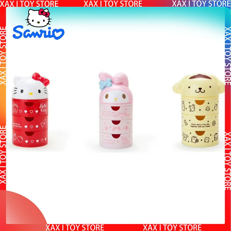 

New Sanrio Hello Kitty Desktop Rotating Storage Box Jewelry Cute Girl Heart Organizing Decoration Storage Box Christmas Gifts
