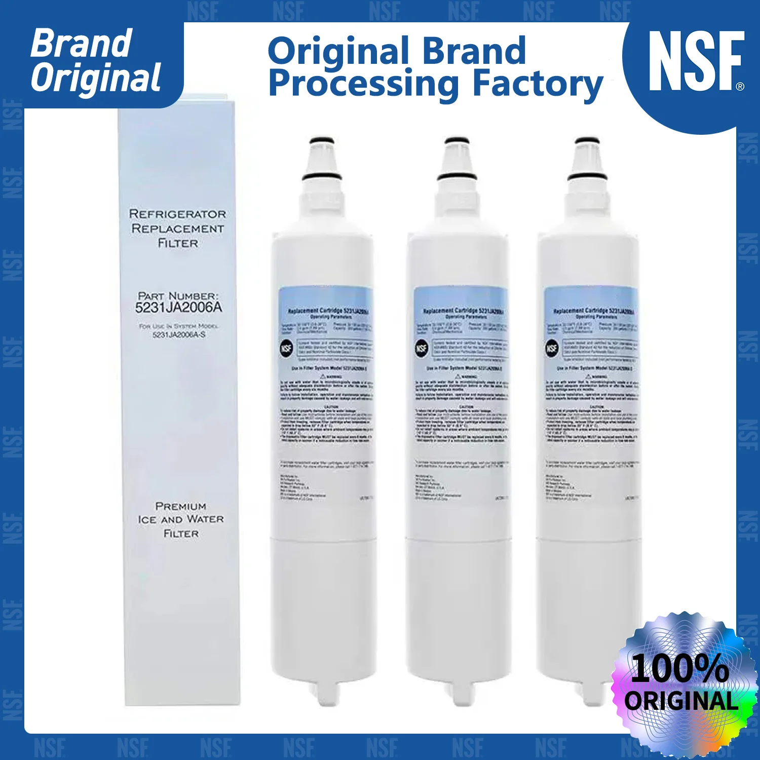 

NSF Certified Brand Genuine LG LT600P Refrigerator Water Filter for 5231JA2006A 5231JA2006B, 5231JA2006F, LSC27931ST, LFX25960ST