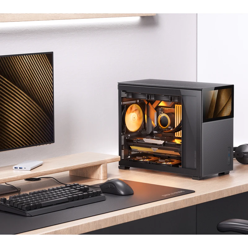 JONSBO Pinecone D31 M-ATX ITX компьютер чехол боковая прозрачность с дисплеем экран игры шасси ATX Power 360 водяное охлаждение