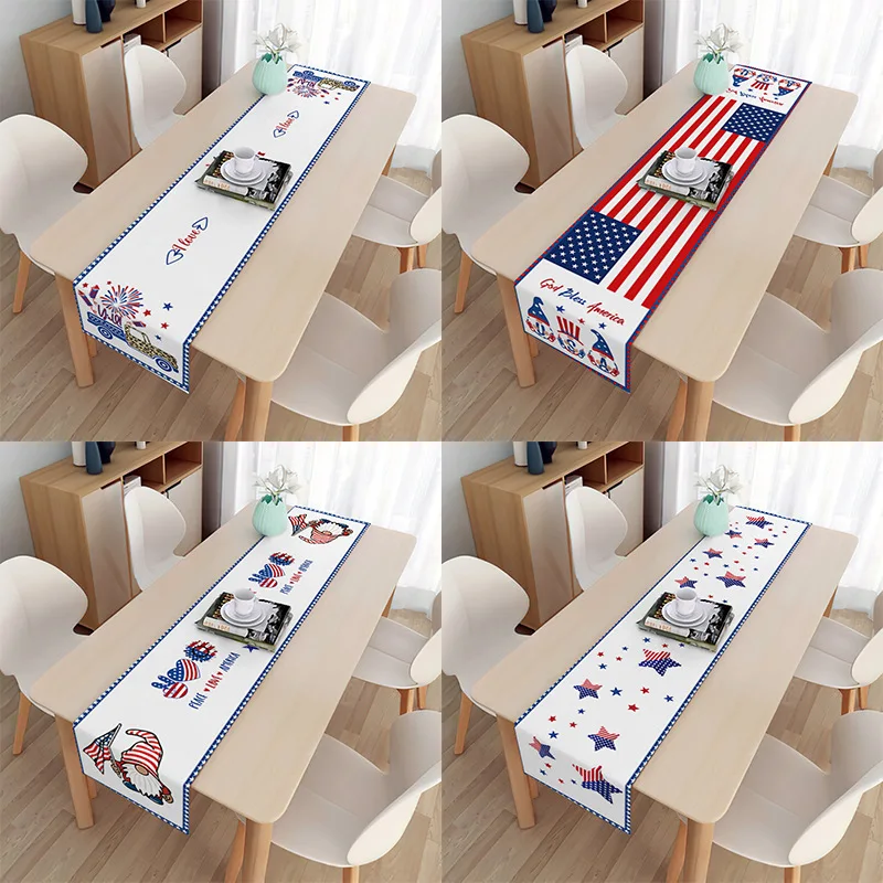 Mantel de lino con rayas y bandera de Estados Unidos para decoración del hogar, suministros para fiesta del Día de la Independencia Americana, 4 de julio, 2022