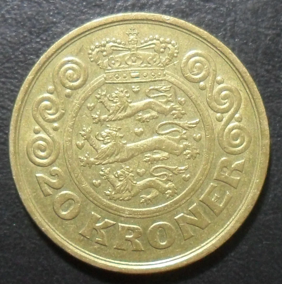 

Европа Дания 1994 Маргарита II 20 Kroner Койн 100% оригинал