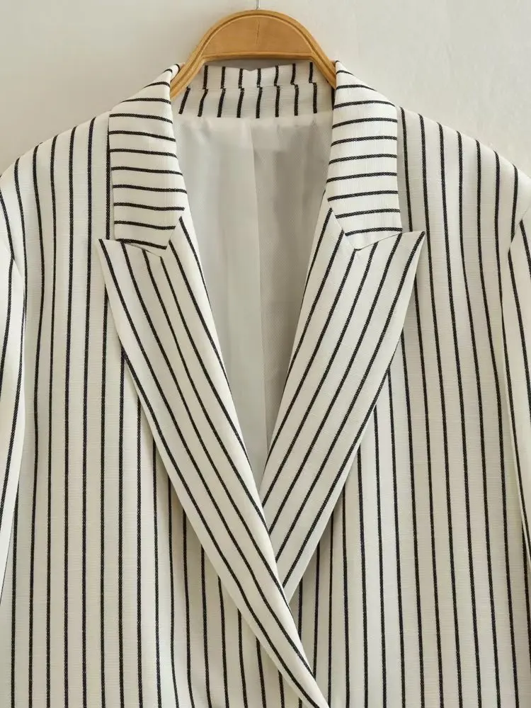 Dave&Di British Ladies Vintage Fashion Boyfriend Stripe Blazer Women Casual Jacket