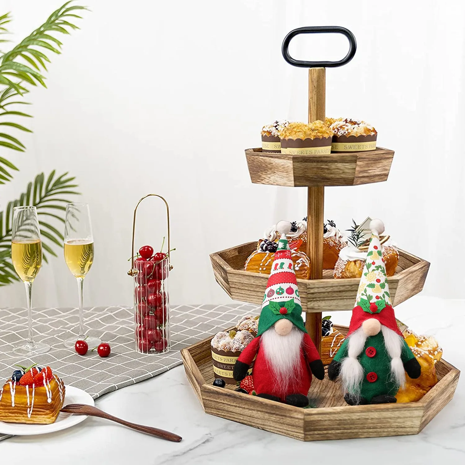 Новая Рождественская Кукла Rudolf с зелеными листьями