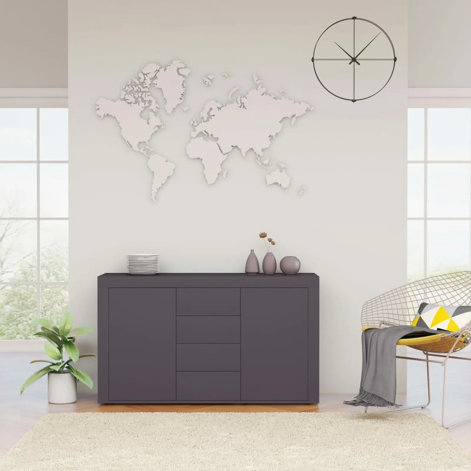 

Sideboard Gray 47.2"x14.2"x27.2" Chipboard