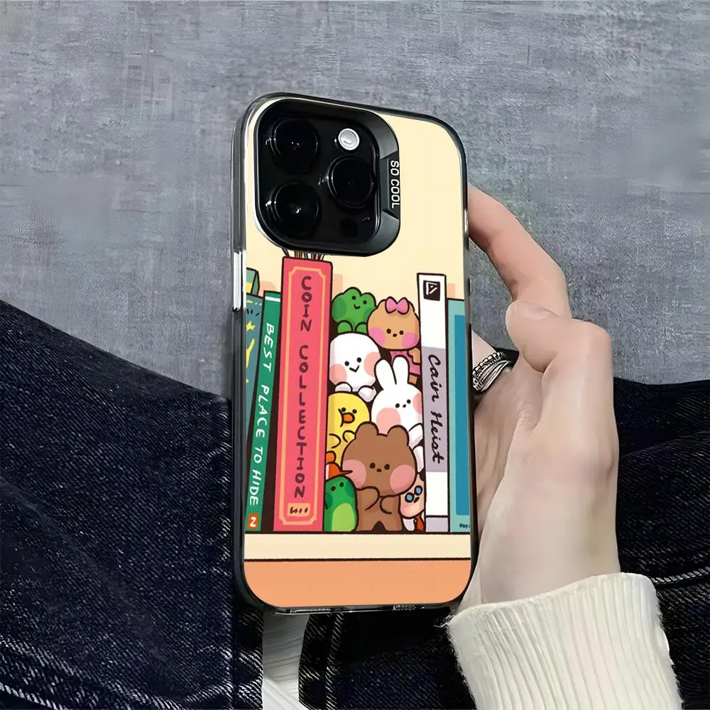 Фото Модный мультяшный чехол L-line FriendES для iPhone, серебристый корпус для iPhone 17, 16, 15, 14, 13, 12, 11 Pro Max Plus №3