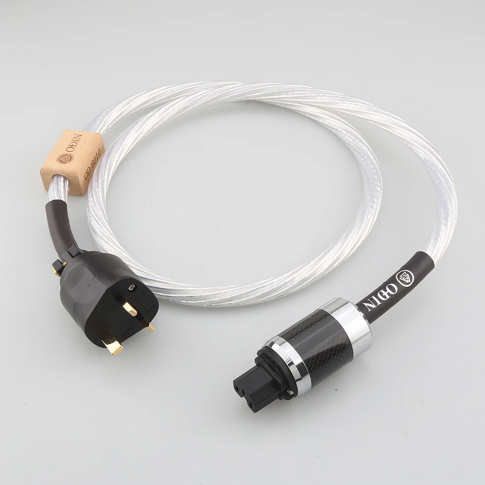 

HiFi Nordost ODIN Silver Plated Conductor Power Cable with Gold Plated UK Connector 15A IEC Carbon Fibre Female Connector Plug