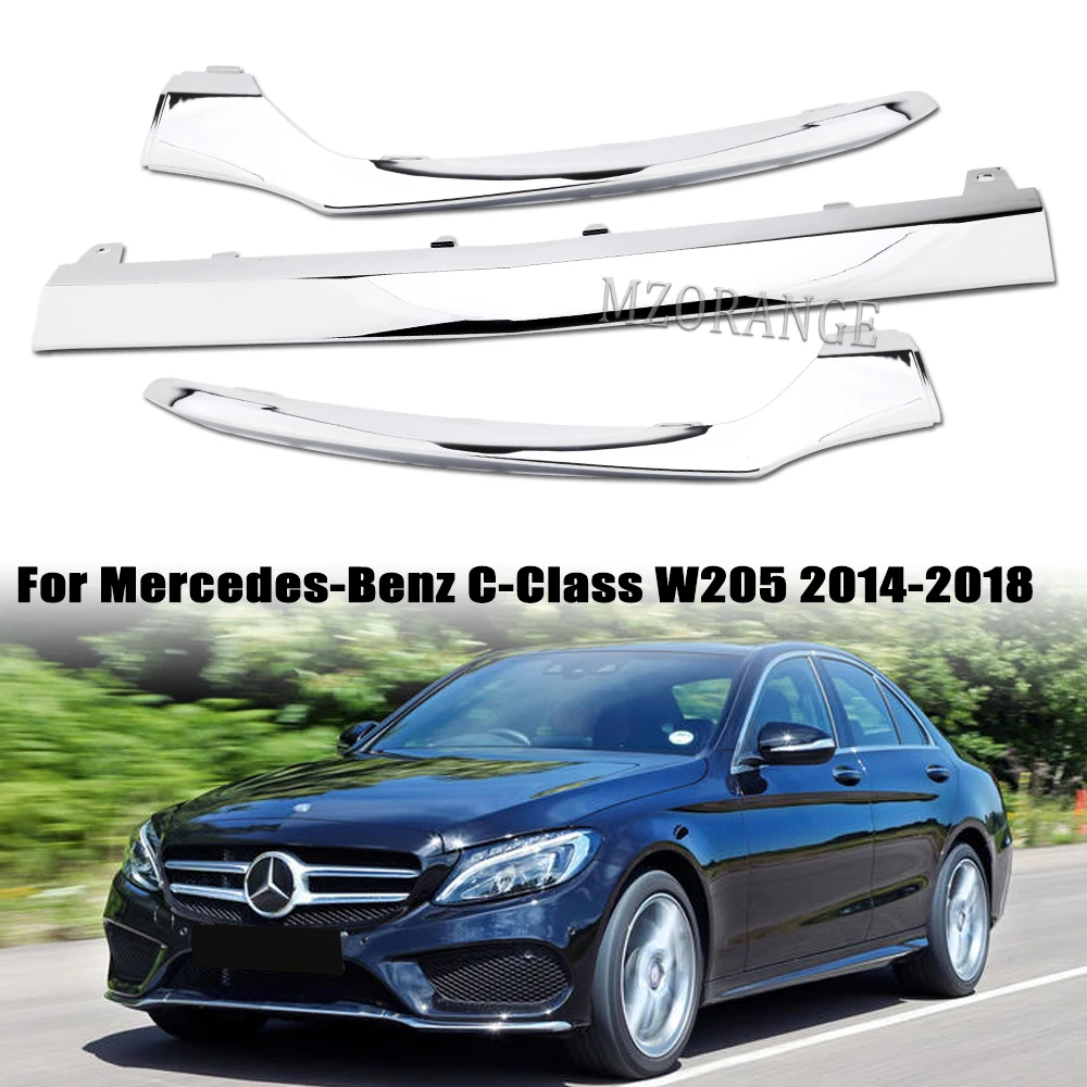 Tira de moldura cromada para parachoques delantero de Mercedes Benz Clase C W205 2014-2018 C300 C400 C63