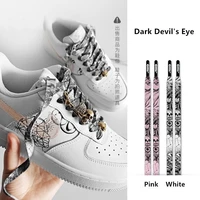 new skull dark demon eye printing shoelaces women men trend personality sport casual high top flat canvas shoes laces dropship