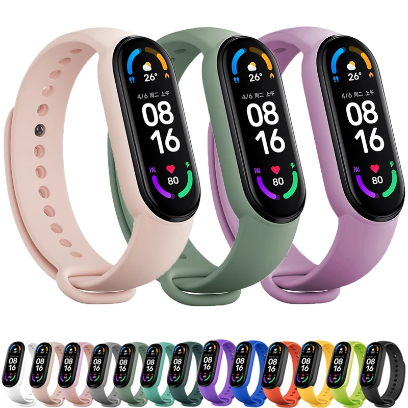 

Ремешок силиконовый для Mi band 7, сменный спортивный браслет для Mi band 3 4 Mi band 5 6 7 Xiaomi Mi band 6