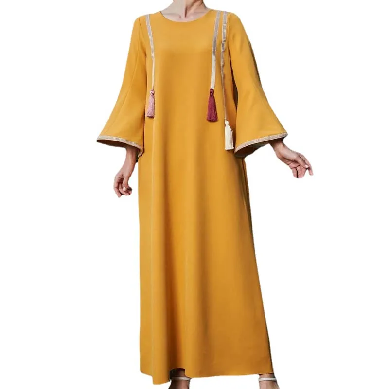 

Ramadan Muslim Fashion Tassel African Dresses for Women Islam Abaya Dubai Turkey Hijab Dress Vestido Arabe Mujer Caftan Marocain