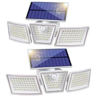 Solar Outdoor Light, SMY Motion Sensor Security Light 265 LEDs 2400 Lumens, 3 Adjustable Heads, 280° Wide Angle Lighting (2Pack)