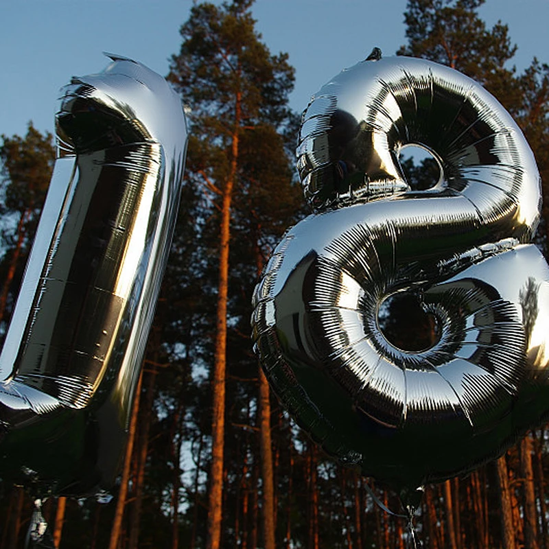 Большие золотые серебряные воздушные шары из алюминиевой фольги с цифрами декор