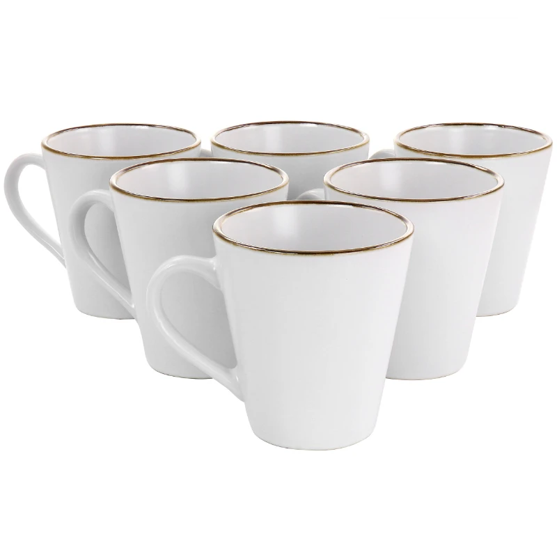 

Arthur 6 Piece Stoneware Mug Set in Matt White with Gold Rim