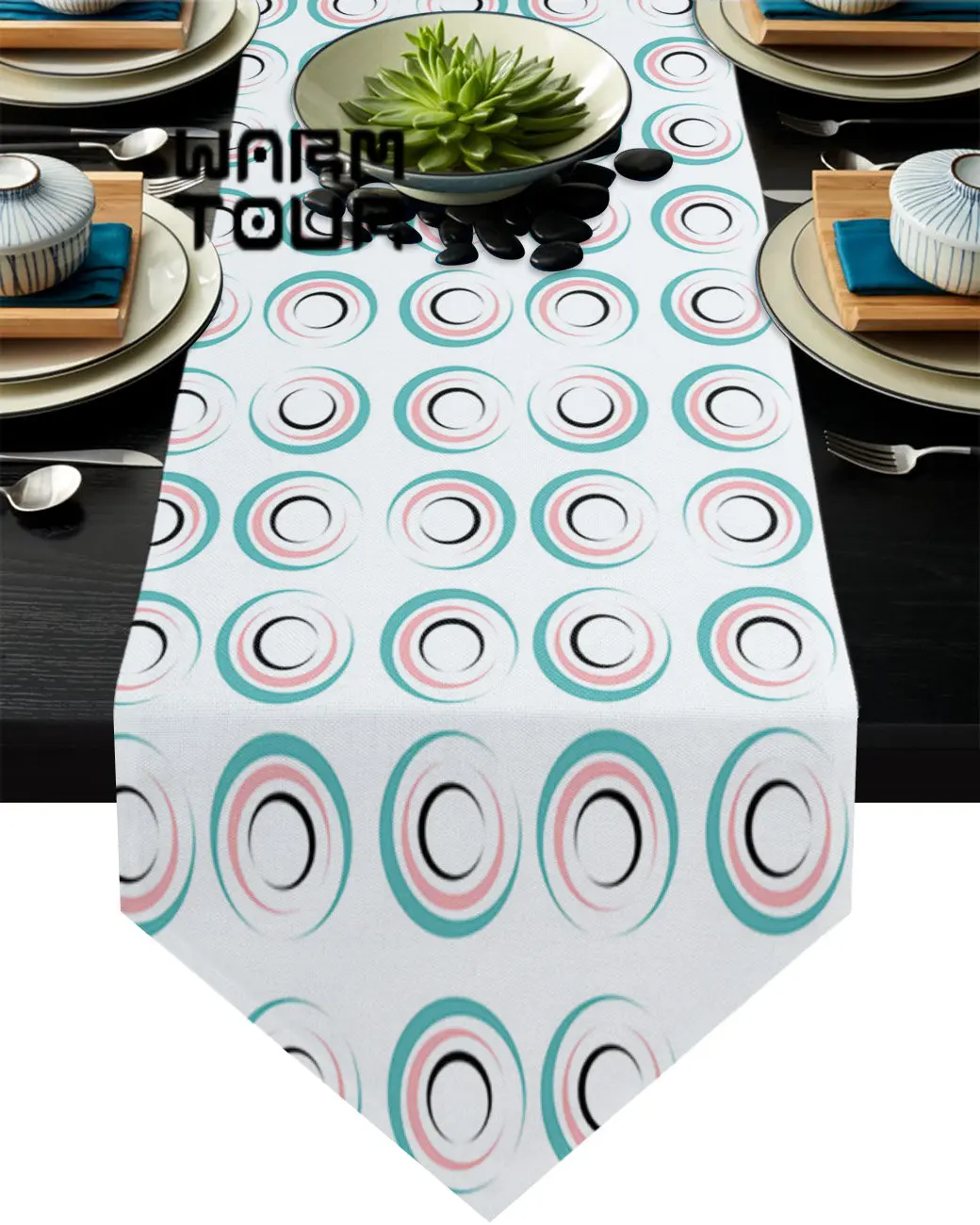 

Геометрическая круглая настольная дорожка, кухонный обеденный стол, Декор, свадебный стол, фотообои и столовые приборы