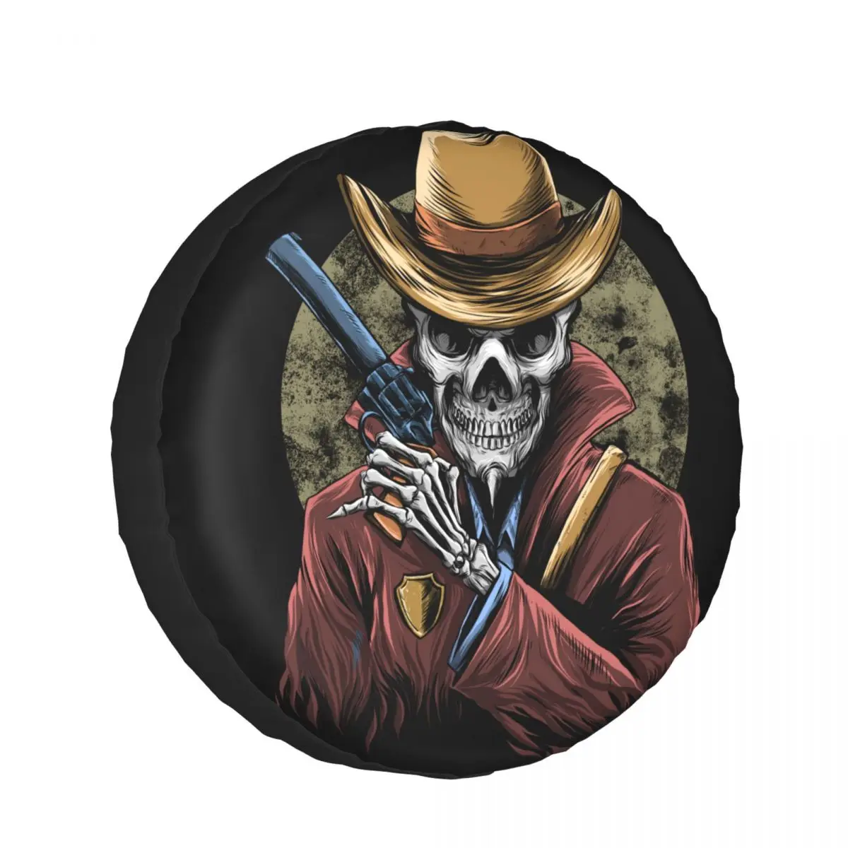 

1pcs Universal Car Spare Tire Covers Case Auto Wheel Tires Cow Boy Skull With Gun Vehicle Tyre Waterproof Polyester Bag