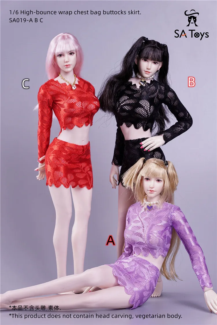 

SA Toys SA019 1/6 Female Soldier Lace Openwork Top High Elasticity Hip Short Skirt Suit Model Fit 12'' Action Figures Body