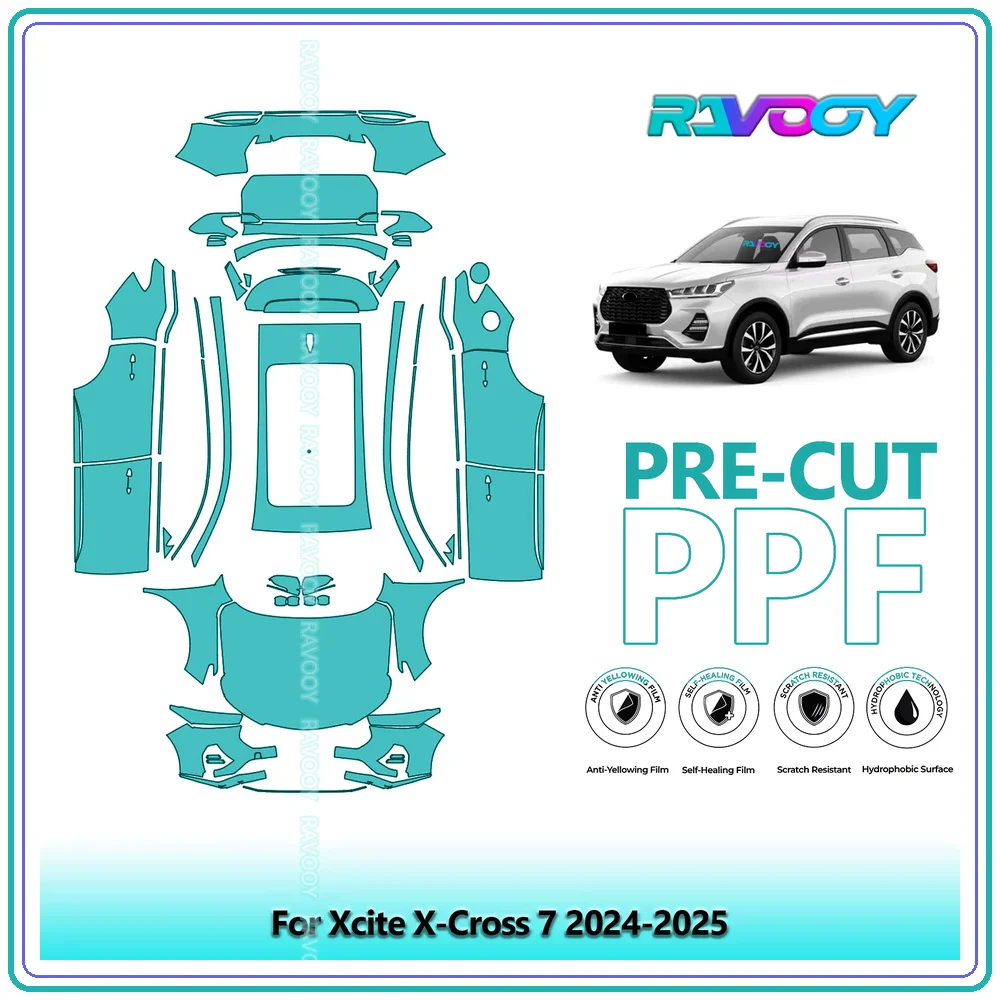 Фото Защитная пленка из ТПУ (PPF) для Xcite X-Cross 7 2024-2025, полный комплект, прозрачная, от камней, для ЕС/Великобритании №1