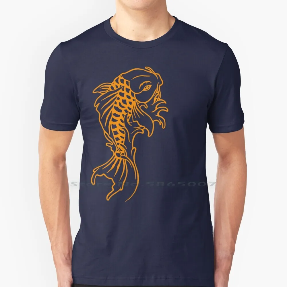 

Оранжевая футболка Koi из 100% хлопка для карпа, рыбы, кои, Азия, Япония, тату, тату, Оранжевый Океан, большой размер 6xl, футболка, подарок, мода