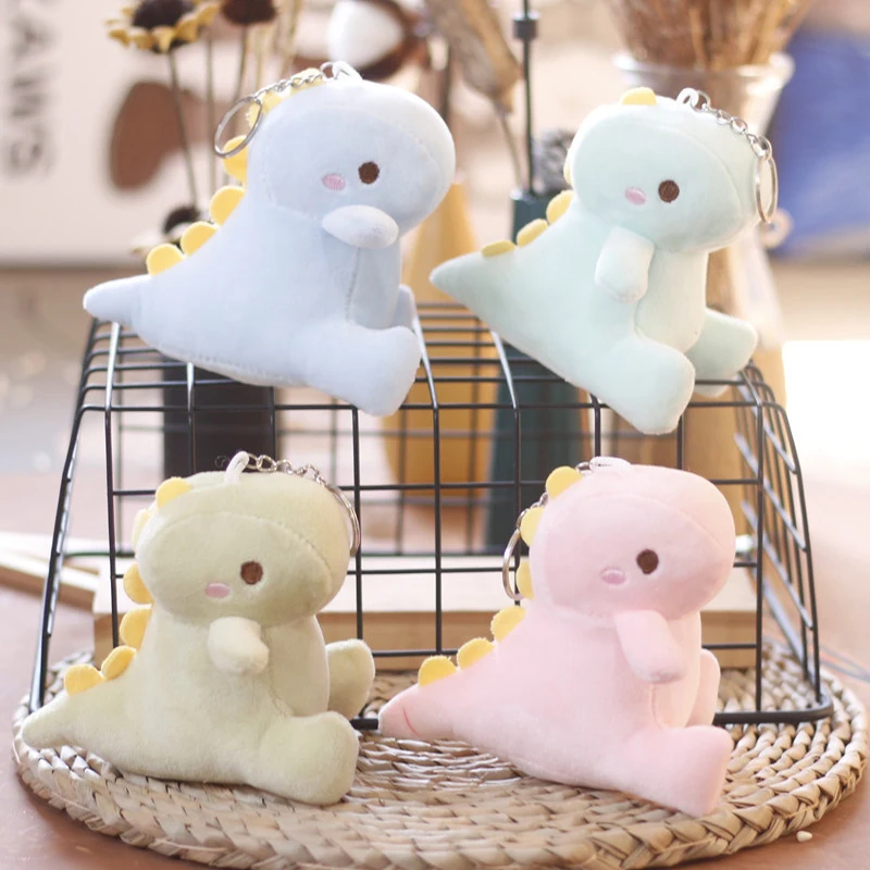 

1Pc 12cm Small Dinosaur Plush Doll Keychain Stuffed Animal Key Chain Backpack Pendant Gift For Girls Student Couple