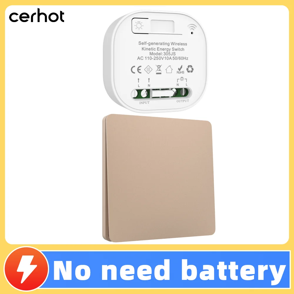 

Cerhot Smart Home Self Powered Wireless Switches For Lights Kinetic Light Switch Kit Remote Light Switches Wireless Push Button