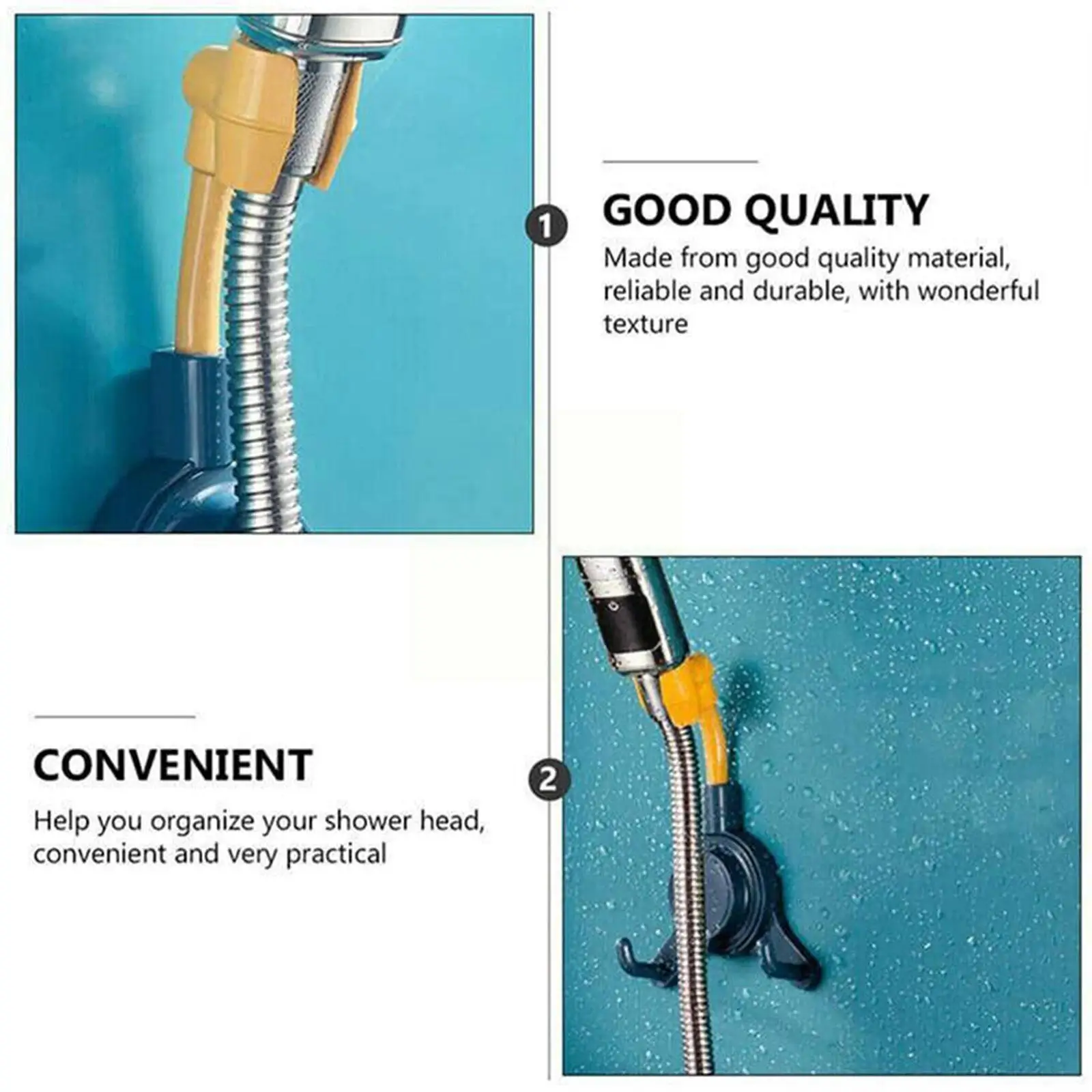 

Bathroom Punch-free Shower Bracket With Hooks Stand Hanger Cup Shower Nozzle Holder Rotatable Adjustable 360° Suction O9e8