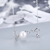 womens 925 sterling silver necklace love letters inlaid white freshwater pearl zircon fashion jewelry couple romantic love gift