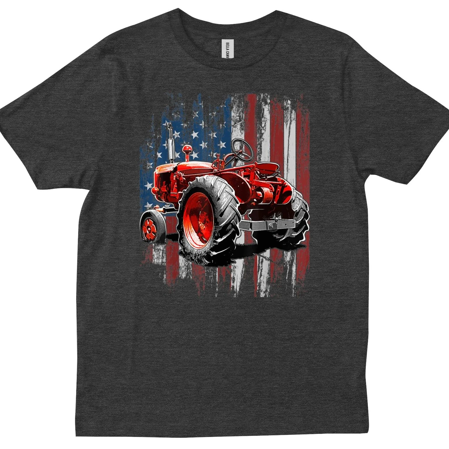 

Patriotic American Flag Tractor Farm Farmer Gift T Shirt. New 100% Cotton Short Sleeve O-Neck T-shirt Casual Mens Top