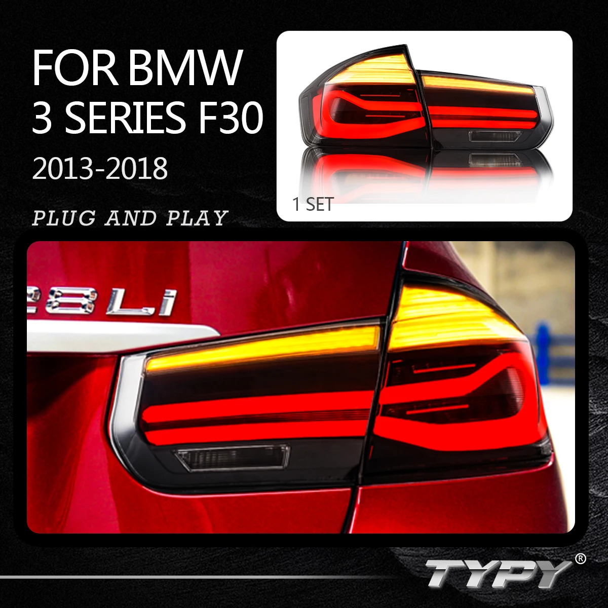 

Фонари задние в сборе для BMW 3 серии F30 F35 F80 320i 328i 328D 335i седан 6-го поколения 2013-2018 DRL