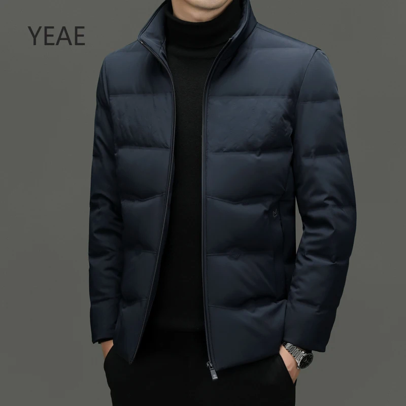 Мужская легкая пуховая куртка YEAE дизайнерская зимняя молочного цвета с