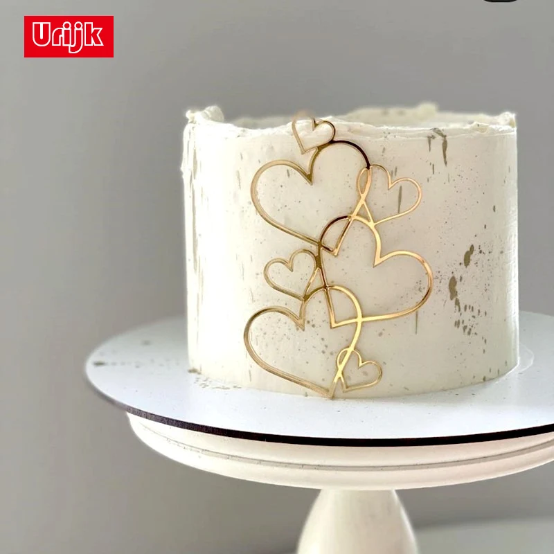 

Urijk Acrylic Happy Birthday Cake Topper Gold Heart Idy Wedding Party Cupcake Toppers For Valentine'S Day Gift Dessert Cup Cake