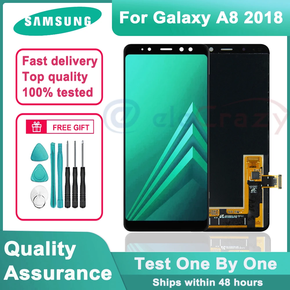 

ЖК-дисплей 5,6 "для Samsung Galaxy A8 2018 A530 A530F/DS, сенсорный ЖК-экран с дигитайзером в сборе для Galaxy A8 2018, ЖК-дисплей