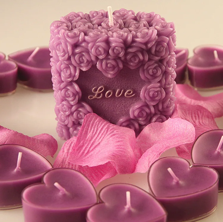 

Flower Pillar Candle Mold Rose Heart Silicone Mold Soap Making Candle Making Handmade Wedding Gift Soap Mould Decoration Tool