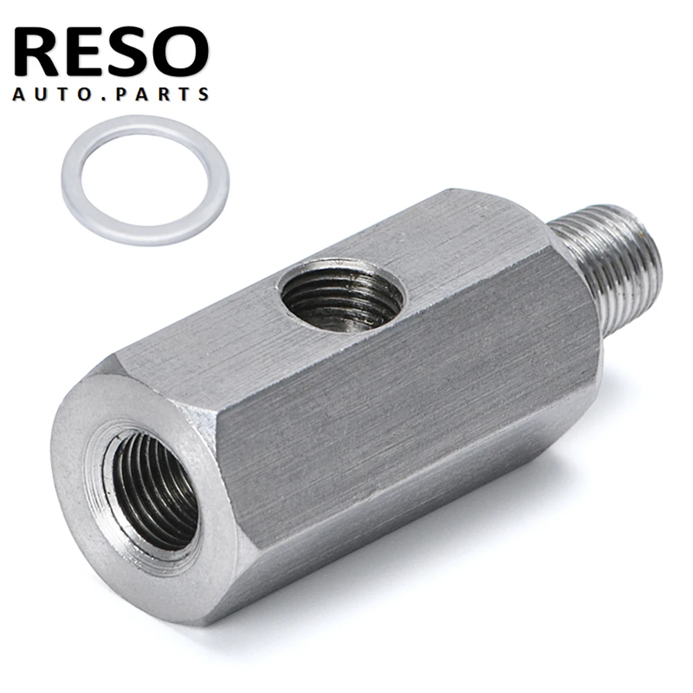 

RESO 1/8" BSPT Oil Pressure Sensor Tee To NPT Adapter Turbo Supply Feed Line Gauge