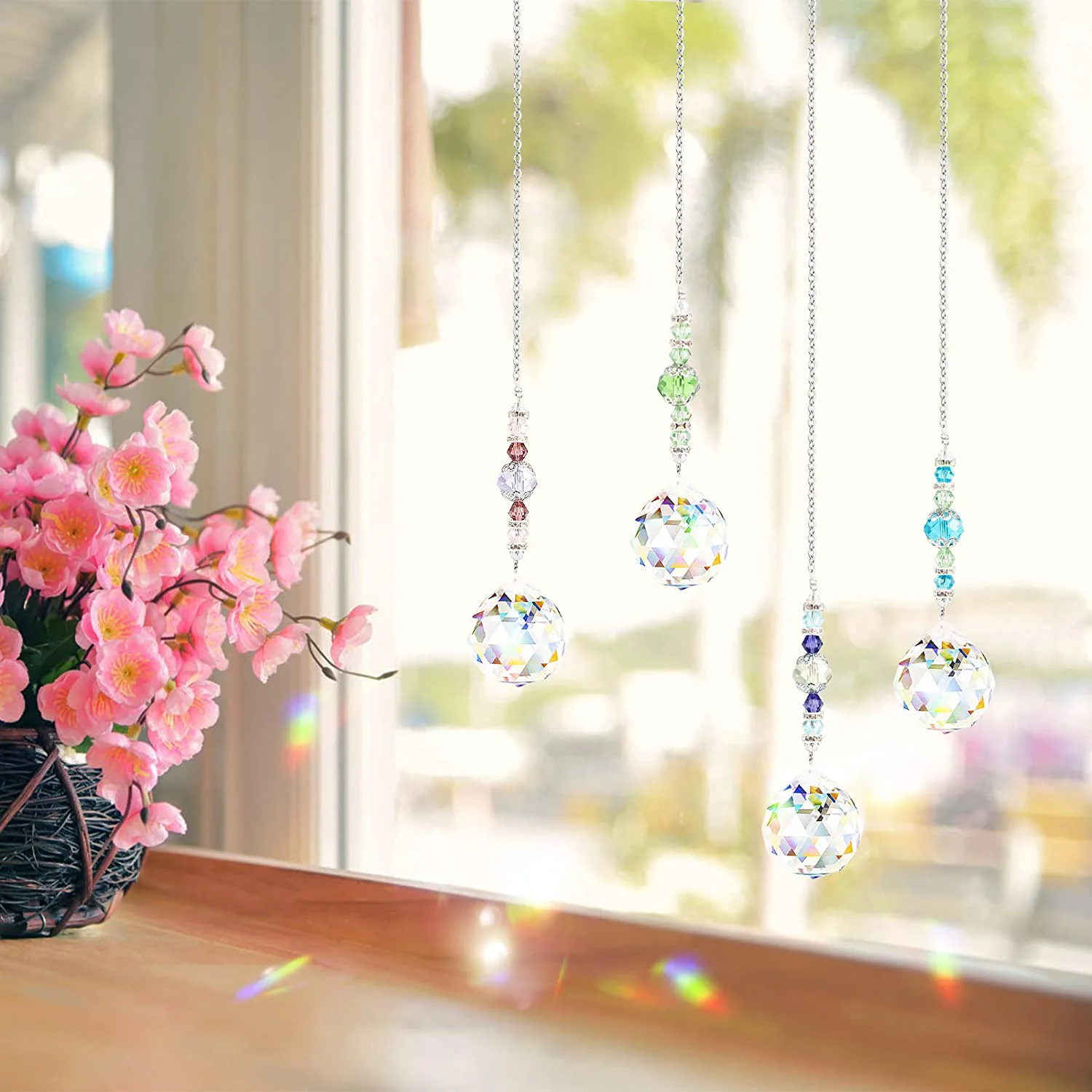 

Sun Catchers Wind Chimes Glass Window Crystal AB Ball Chaser Prism Maker Hanging Pendant Crafts Home Garden Decoration