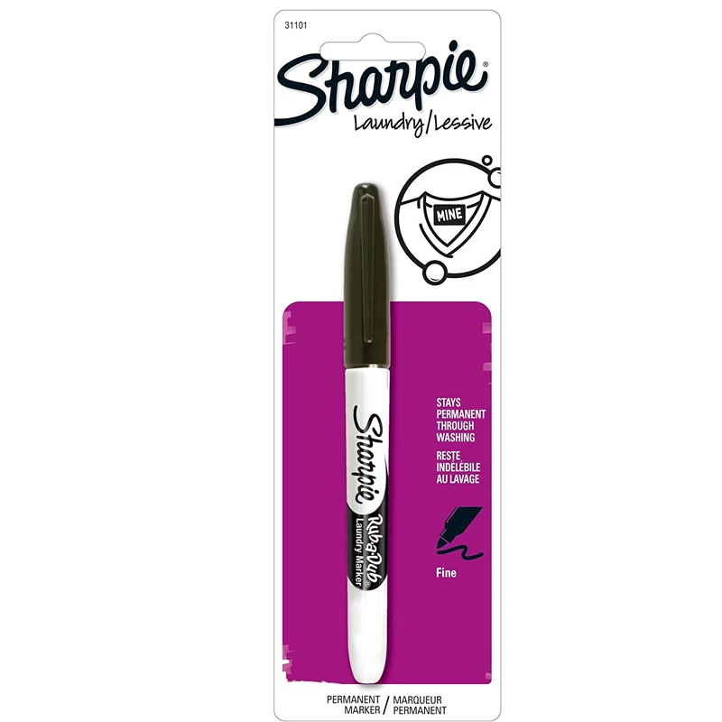 1 шт. Перманентный фломастер Sharpie 31101 руб-а-дуб для стирки тонкие черные чернила